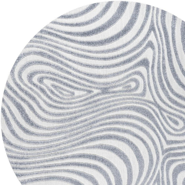 HomeRoots 9' Light Blue and Ivory Round Abstract Area Rug – Stylish, Weather-Resistant Design for Indoor & Outdoor Use 704130