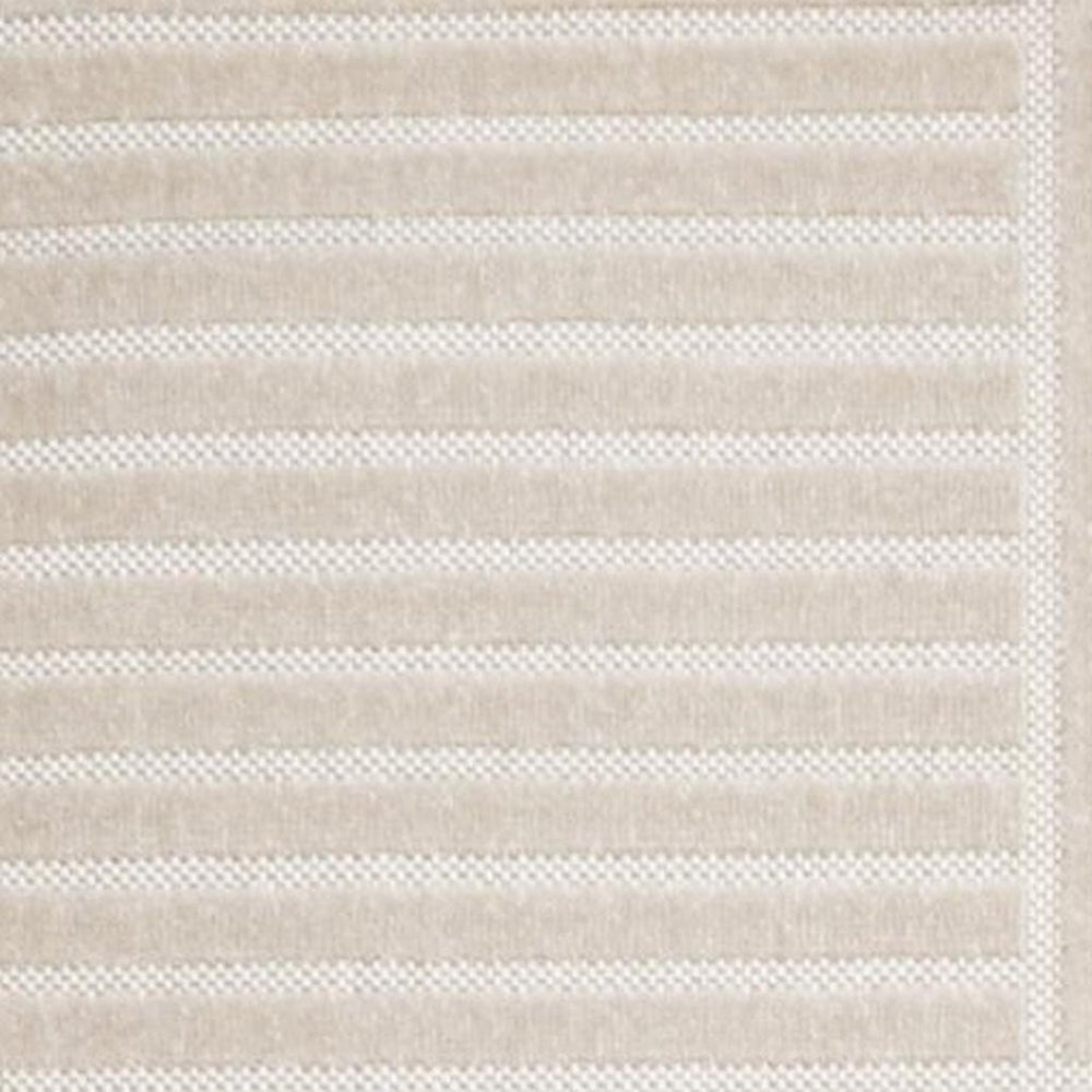 HomeRoots 10' Ivory and Cream Striped Indoor Outdoor Area Rug - Timeless Coastal Charm for Any Space 704132