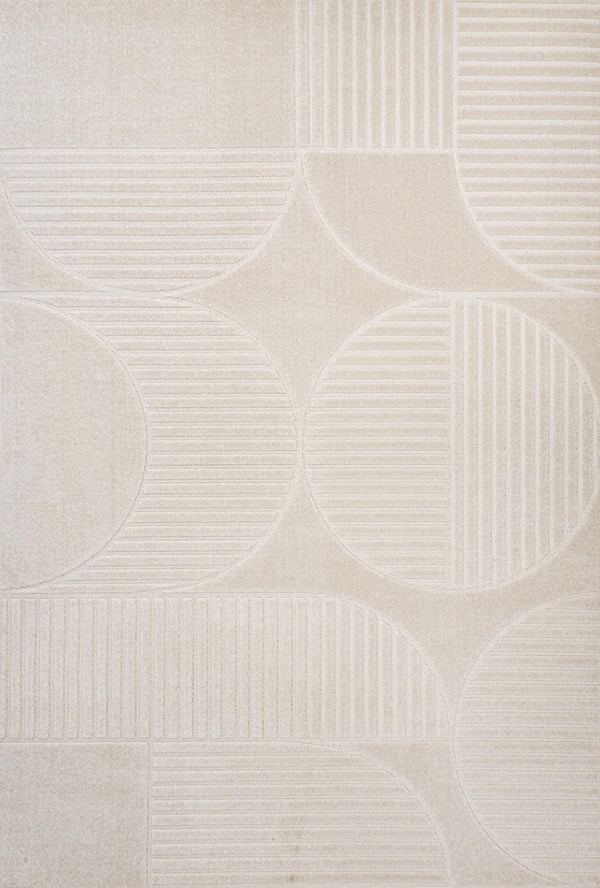 HomeRoots 10' Ivory and Cream Striped Area Rug - Versatile Indoor-Outdoor Design for Timeless Elegance and Durability 704133
