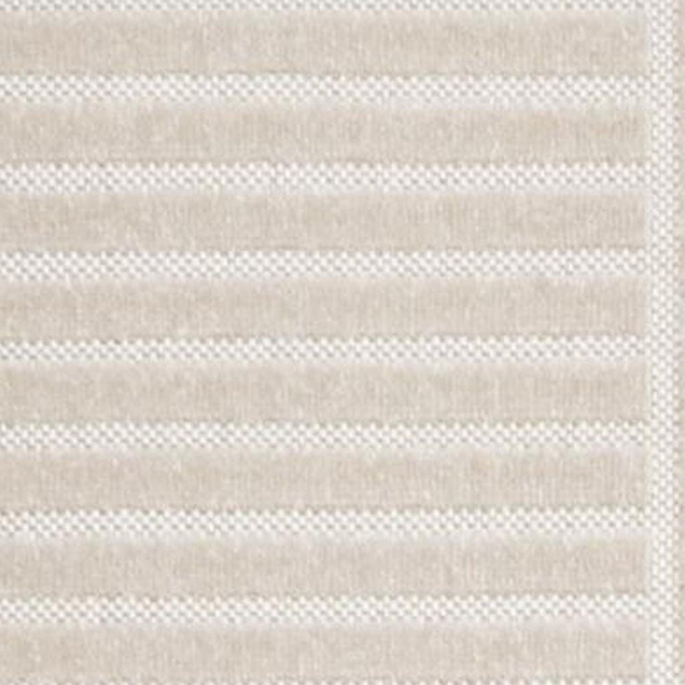 HomeRoots 12' X 15' Ivory and Cream Striped Area Rug - Timeless Style for Indoor & Outdoor Spaces, Easy Care 704134
