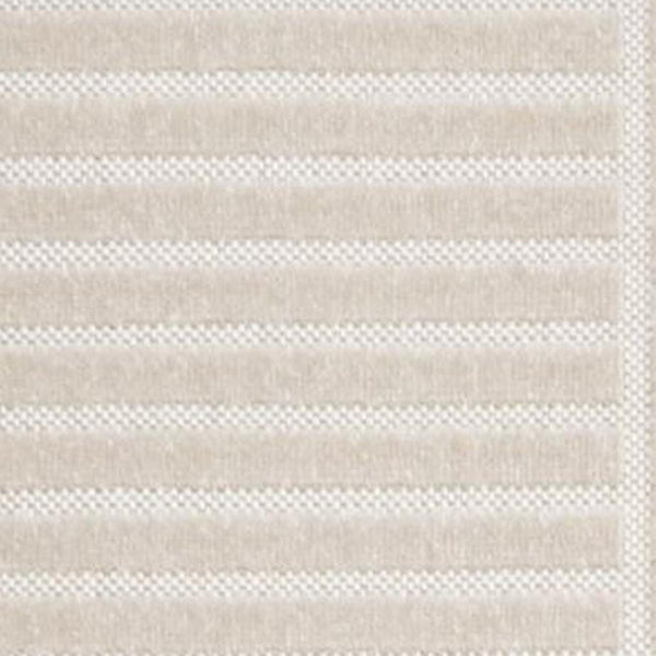 HomeRoots 12' X 15' Ivory and Cream Striped Area Rug - Timeless Style for Indoor & Outdoor Spaces, Easy Care 704134