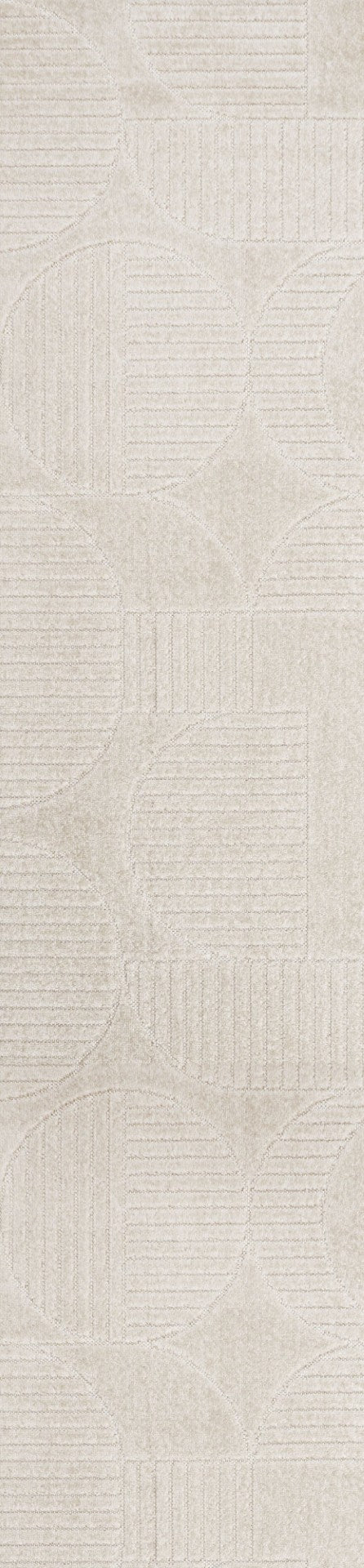 HomeRoots 10' Ivory Striped Indoor Outdoor Runner Rug – Durable, Easy-Clean, Timeless Design for Any Space 704136