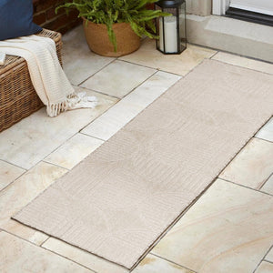 HomeRoots 10' Ivory Striped Indoor Outdoor Runner Rug – Durable, Easy-Clean, Timeless Design for Any Space 704136