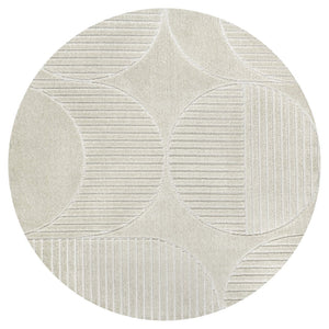 HomeRoots 5' Striped Ivory and Cream Round Area Rug – Elegant Indoor/Outdoor Accent for Any Space, Easy Care! 704137