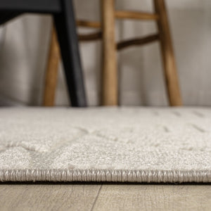 HomeRoots 5' Striped Ivory and Cream Round Area Rug – Elegant Indoor/Outdoor Accent for Any Space, Easy Care! 704137