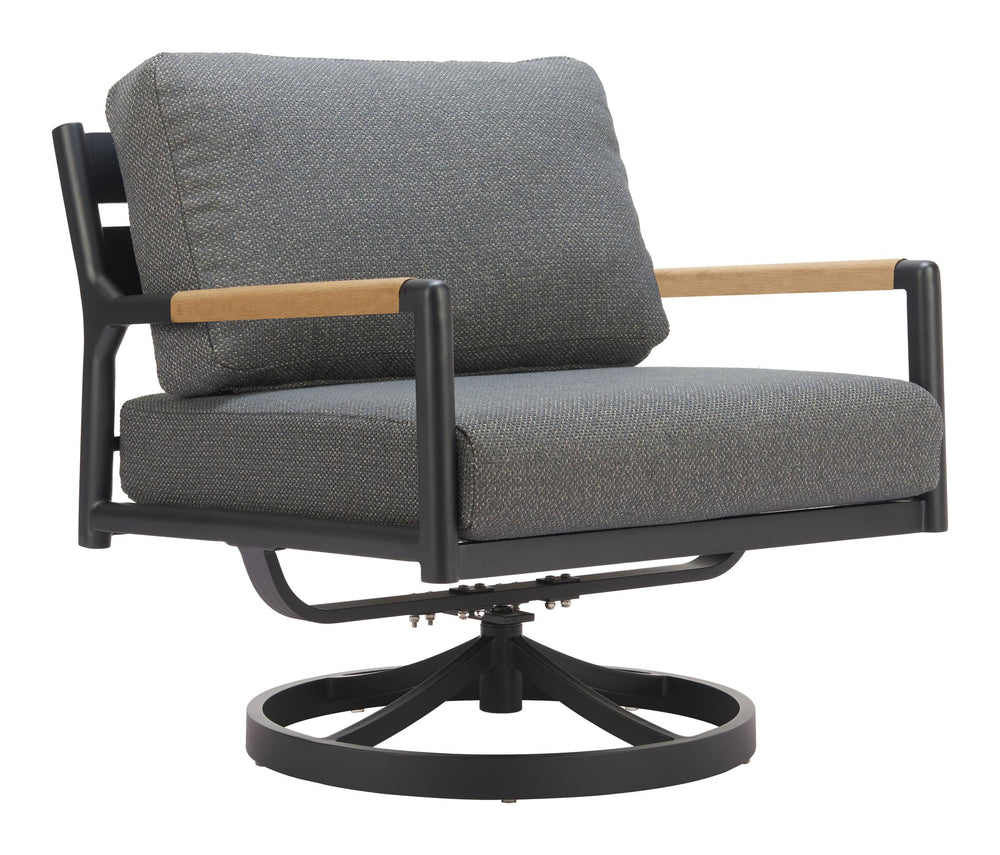 Zuo Modern Koleso Outdoor Swivel Accent Chair Aluminum Frame Polyester Cushion Patio Lounge 704141