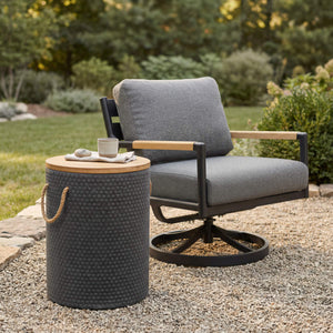 Koleso Outdoor Swivel Accent Chair Aluminum Frame Polyester Cushion Patio Lounge