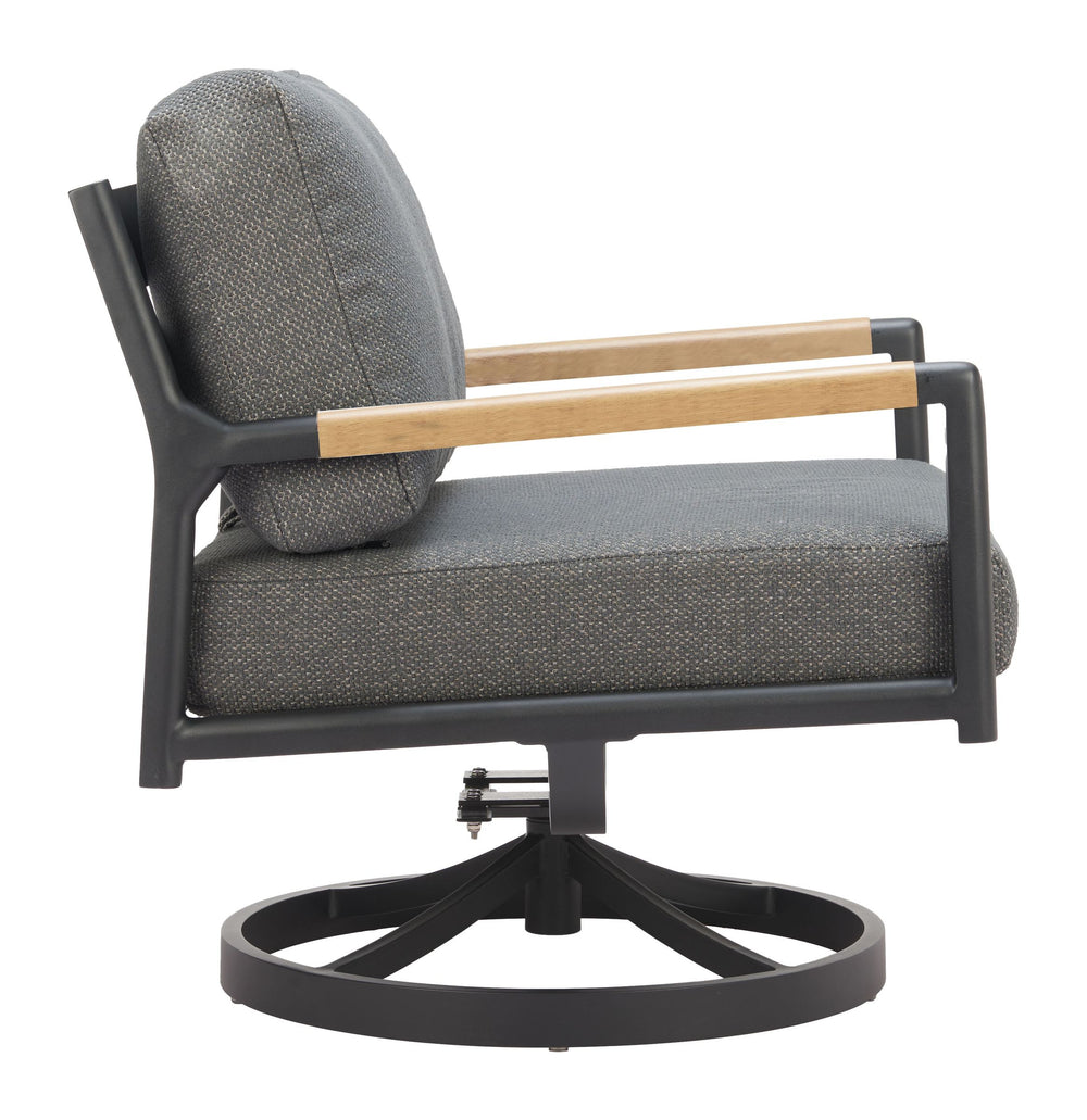 Zuo Modern Koleso Outdoor Swivel Accent Chair Aluminum Frame Polyester Cushion Patio Lounge 704141