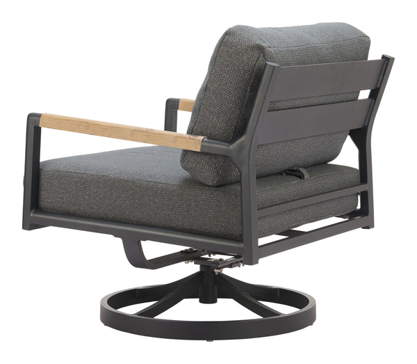 Koleso Outdoor Swivel Accent Chair Aluminum Frame Polyester Cushion Patio Lounge