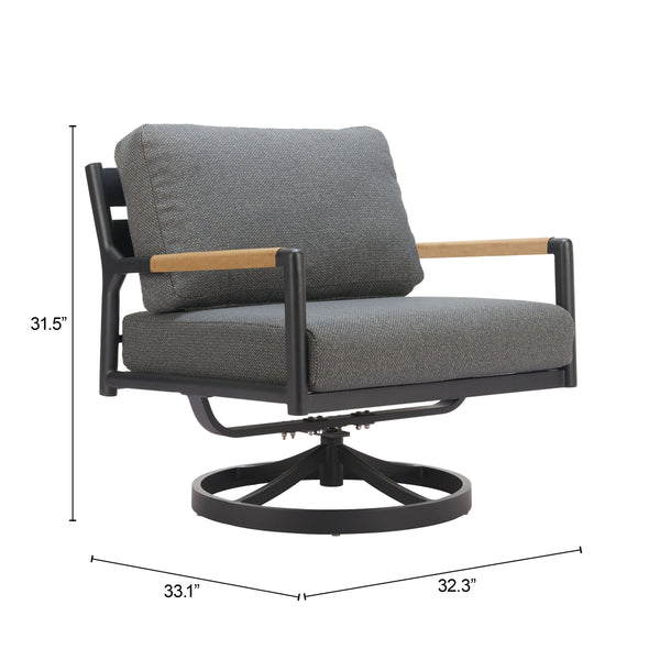 Koleso Outdoor Swivel Accent Chair Aluminum Frame Polyester Cushion Patio Lounge