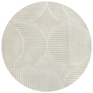 HomeRoots 8' Ivory and Cream Striped Round Area Rug – Elegant Indoor/Outdoor Accent for Patios & Living Spaces 704144