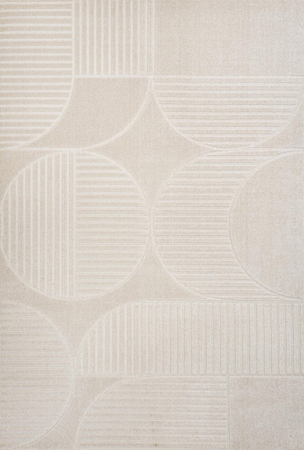 HomeRoots 9' X 12' Ivory and Cream Striped Area Rug - Versatile Indoor/Outdoor Décor with Easy Maintenance & Style 704146