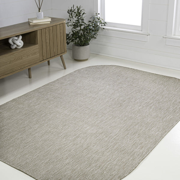 HomeRoots 5' Indoor Outdoor Beige Area Rug - Durable, Low-Maintenance, and Stylish for Home or Patio Use! 704155