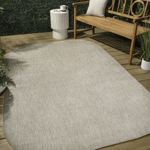 HomeRoots 5' Indoor Outdoor Beige Area Rug - Durable, Low-Maintenance, and Stylish for Home or Patio Use! 704155