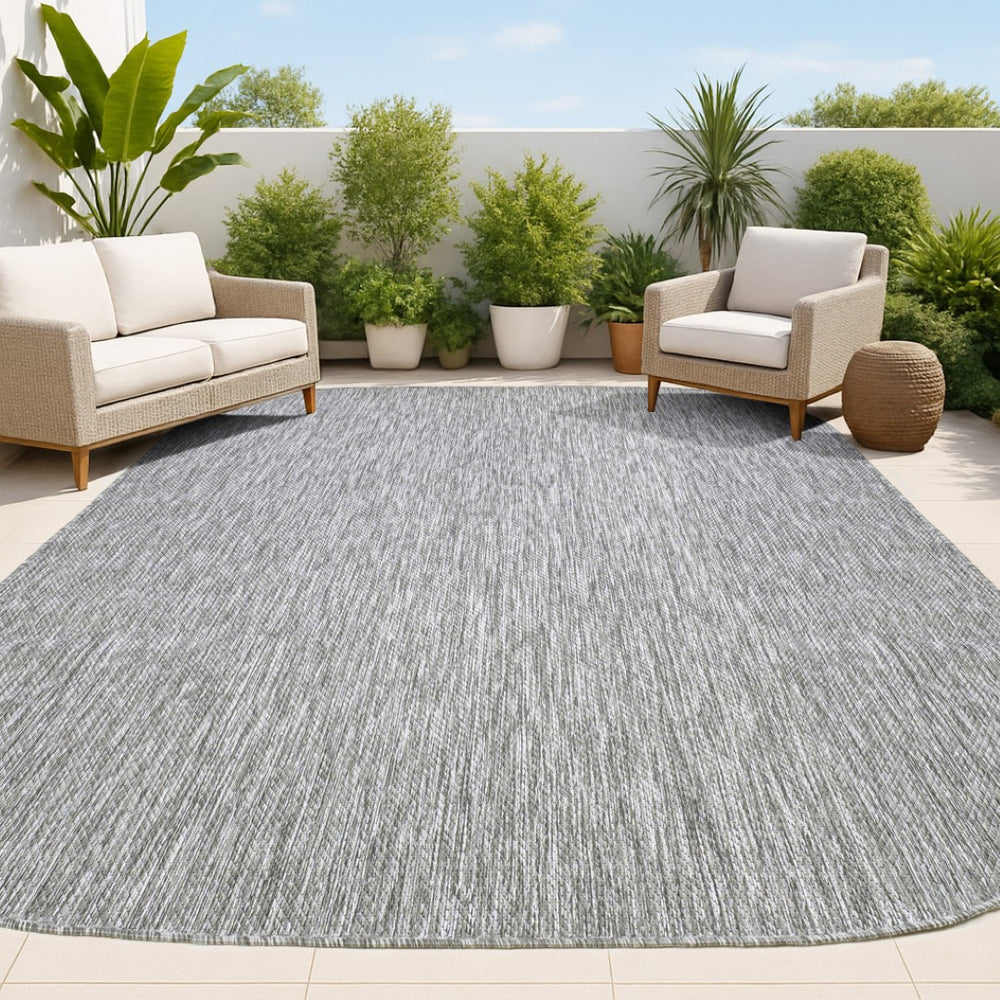 HomeRoots 6' X 9' Gray Indoor Outdoor Area Rug - Durable, Stylish, and Easy-Care for Modern Living Spaces 704161