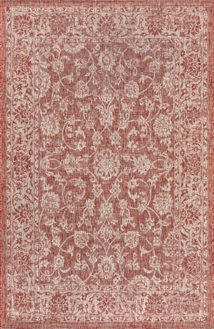 HomeRoots 10' Red and Taupe Medallion Indoor Outdoor Area Rug - Stylish, Durable, Weather-Resistant Design 704165