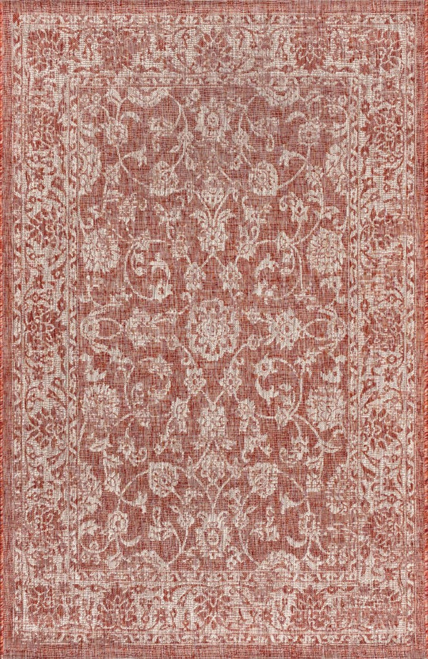 HomeRoots 10' Red and Taupe Medallion Indoor Outdoor Area Rug - Stylish, Durable, Weather-Resistant Design 704165
