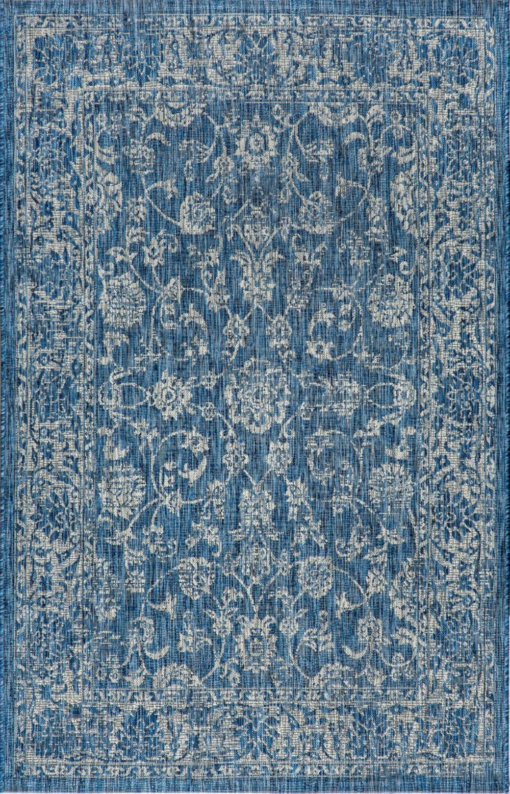 HomeRoots 6' X 9' Elegant Navy Blue & Gray Medallion Indoor-Outdoor Area Rug - Durable & Stylish for Any Space 704181