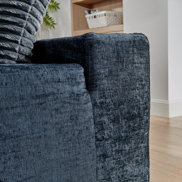 English Elm 142" Cloud Sectional Sofa with 52" Chaise U-Shaped Modular Deep Seat Plush Chenille No Assembly Blue W1117S00237
