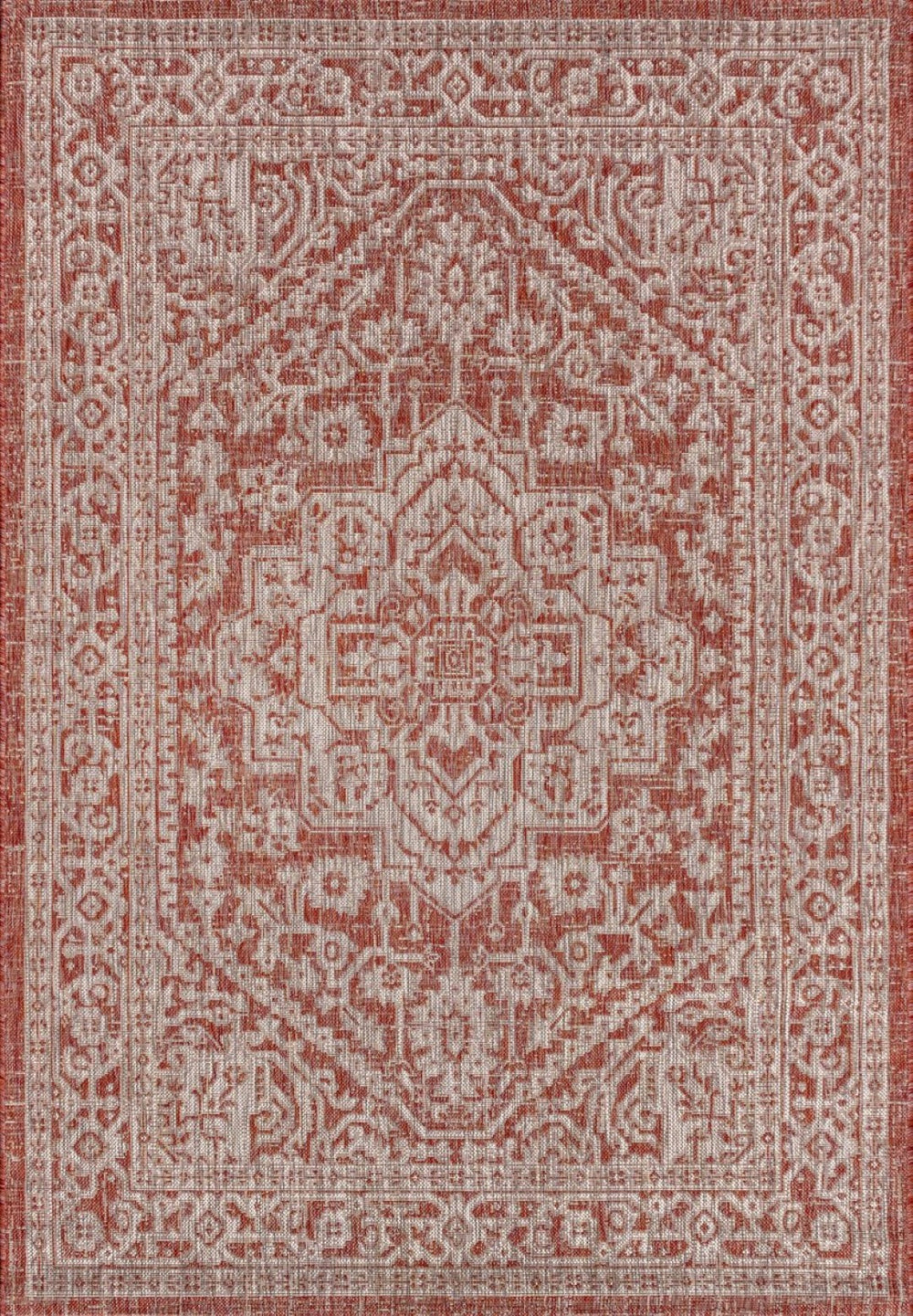 HomeRoots 6' X 9' Red and Taupe Medallion Area Rug – Durable, Stylish Indoor/Outdoor Rug for Any Space 704200