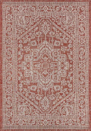 HomeRoots 6' X 9' Red and Taupe Medallion Area Rug – Durable, Stylish Indoor/Outdoor Rug for Any Space 704200