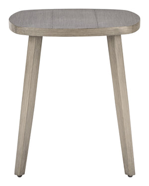 Foret Outdoor Aluminum Side Table Faux Wood Top Weather Resistant Patio Accent