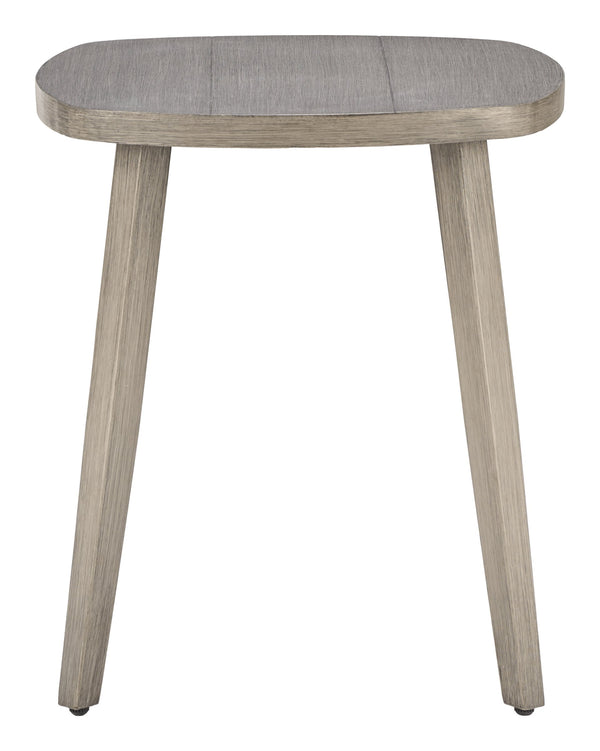 Foret Outdoor Aluminum Side Table Faux Wood Top Weather Resistant Patio Accent