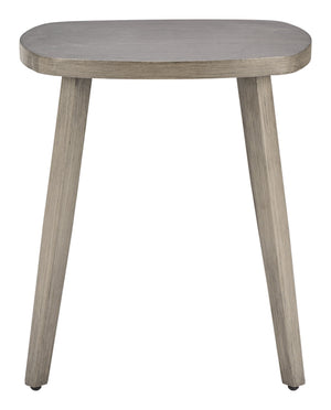 Foret Outdoor Aluminum Side Table Faux Wood Top Weather Resistant Patio Accent
