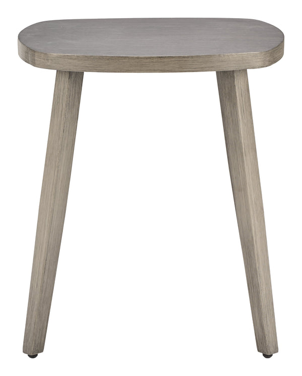 Foret Outdoor Aluminum Side Table Faux Wood Top Weather Resistant Patio Accent