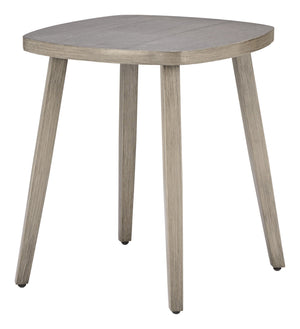 Foret Outdoor Aluminum Side Table Faux Wood Top Weather Resistant Patio Accent