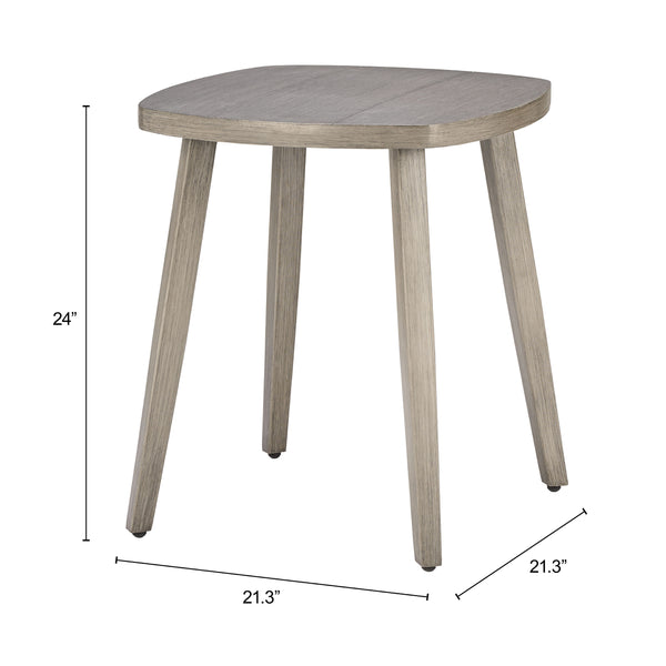 Foret Outdoor Aluminum Side Table Faux Wood Top Weather Resistant Patio Accent