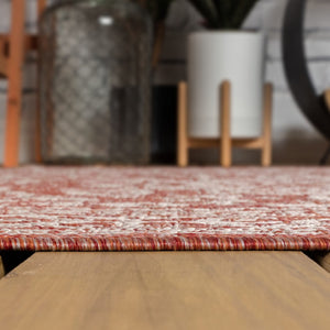 HomeRoots 9' Red and Taupe Round Medallion Rug - Stylish Indoor/Outdoor Area Rug for Any Space, Durable & Easy Care 704205