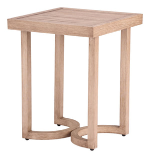 Zuo Modern Leto Outdoor Indoor Aluminum Side Table Faux Wood Finish Patio Accent Modern Square 704206
