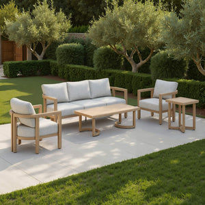 Leto Outdoor Indoor Aluminum Side Table Faux Wood Finish Patio Accent Modern Square