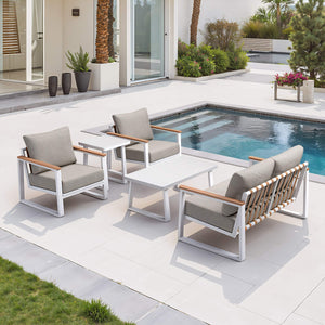 Welt Outdoor Aluminum Side Table Powder Coated Modern Patio Accent for Balcony