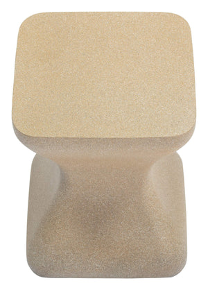 Mura Outdoor Side Table Faux Terrazzo Poly Cement Accent for Patio or Poolside
