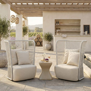 Mura Outdoor Side Table Faux Terrazzo Poly Cement Accent for Patio or Poolside