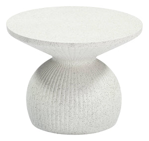 Corza Round Outdoor Coffee Table Faux Terrazzo Poly Cement Patio Accent