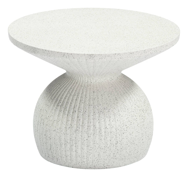 Corza Round Outdoor Coffee Table Faux Terrazzo Poly Cement Patio Accent