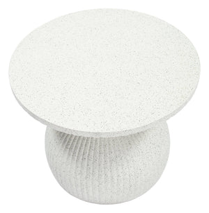 Corza Round Outdoor Coffee Table Faux Terrazzo Poly Cement Patio Accent