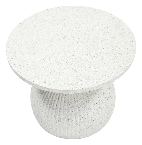 Corza Round Outdoor Coffee Table Faux Terrazzo Poly Cement Patio Accent
