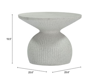 Corza Round Outdoor Coffee Table Faux Terrazzo Poly Cement Patio Accent