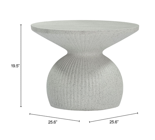 Corza Round Outdoor Coffee Table Faux Terrazzo Poly Cement Patio Accent