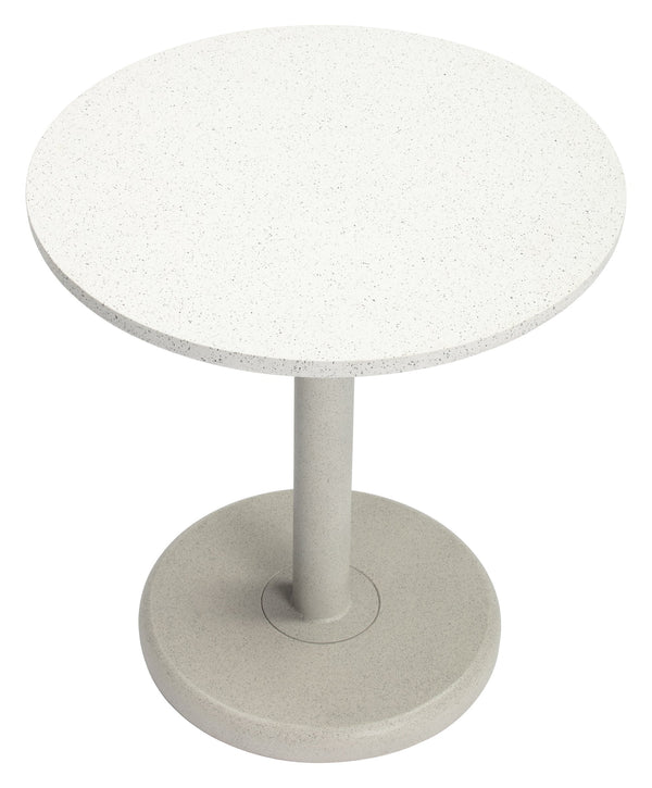 Liora Outdoor Bistro Table Round Terrazzo Cement Top Weather Resistant Steel Base