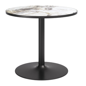Batu Round Dining Table Sintered Stone Top Steel Base Modern Glam Seats Four