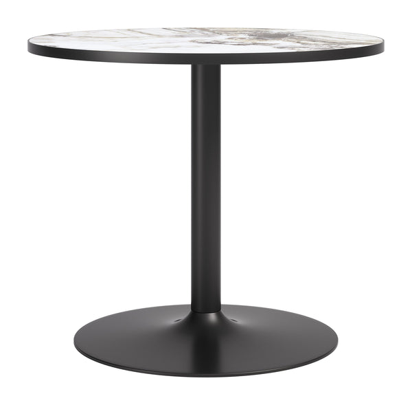 Batu Round Dining Table Sintered Stone Top Steel Base Modern Glam Seats Four