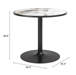 Batu Round Dining Table Sintered Stone Top Steel Base Modern Glam Seats Four