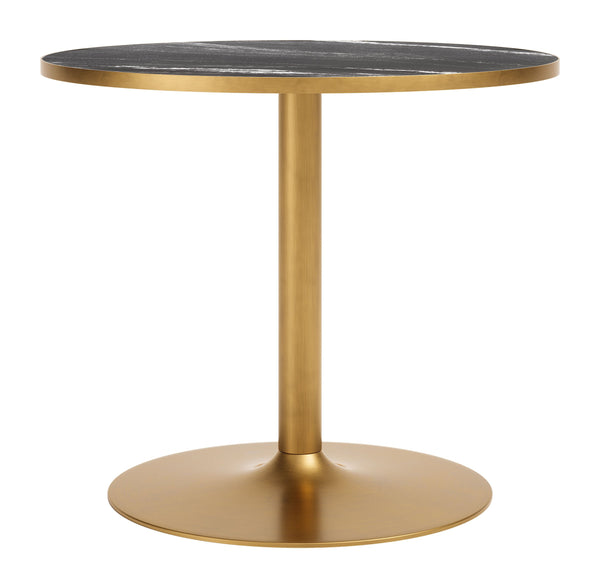 Batu Round Dining Table Sintered Stone Top Steel Base Modern Glam Seats Four