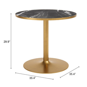 Batu Round Dining Table Sintered Stone Top Steel Base Modern Glam Seats Four
