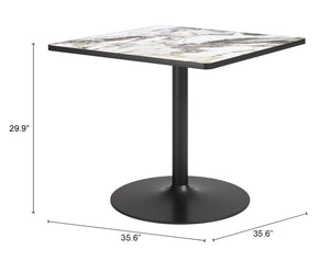 Caliza Square Dining Table Sintered Stone Top Steel Base Seats Four Modern Glam Style
